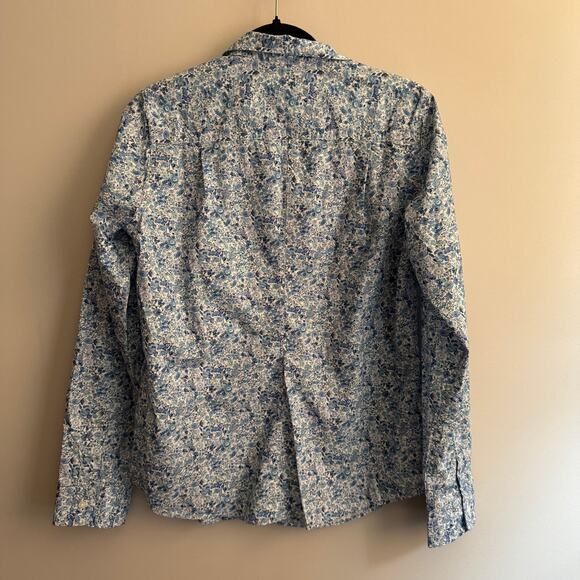 New Frank & Eileen Barry Floral Top Blue Button Front Pocket Long Sleeve Sz M - Picture 8 of 8